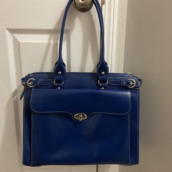 McKlein Winnetka Leather Laptop Briefcase, Navy, Fits 15” Laptop - Picture 2 of 7